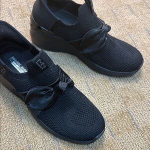 Nina Black Wedge Shoes for Women